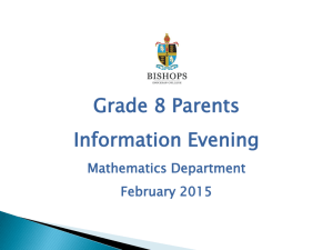 Grade 8 Parents Information Evening - Bishops