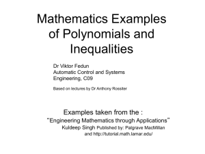 Mathematics Examples of Polynomials and Inequalities