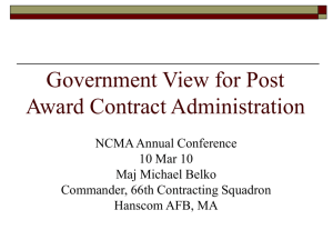 Post Award Contract Administration