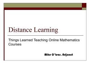 My Experiences With and Thoughts About Distance Learning