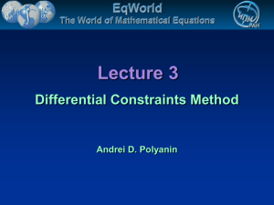 Differential Constraints Method - The World of Mathematical Equations