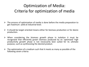 Optimization of Media: Criteria for optimization of media