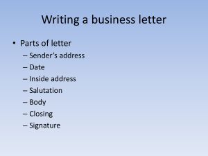 Writing a business letter - Wayne Early/Middle College High