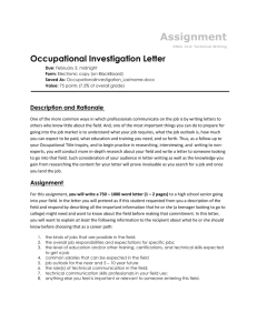 Occupational Investigation Letter