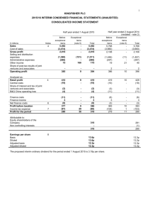 Financial details Interim results 15 September 2015