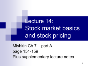 Stock market basics and stock pricing