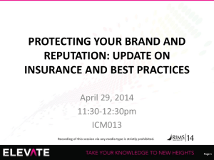 protecting your brand and reputation: update on insurance and best
