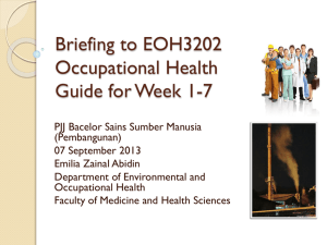 Briefing to Course EOH3202 Occupational Health