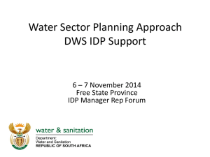 Water Sector Support IDP development DWS FS IDP Mgr Rep Forum 6 7