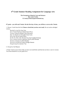 8 th Grade Summer Reading Assignment for English I