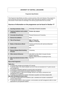course specification. - University of Central Lancashire
