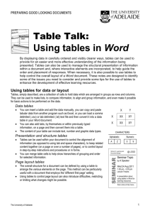 Using tables in Word - University of Adelaide
