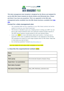 Template MSc thesis data management plan
