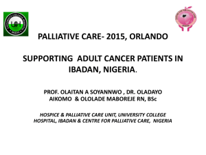 palliative care: supporting the adult cancer patient in ibadan,nigeria.