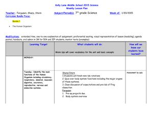Kelly Lane Middle School 2015 Science Weekly Lesson Plan