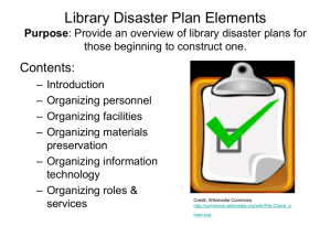 Library Disaster Plan Elements