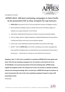 01 May 2012 APPIES 2012: 100 best marketing campaigns in Asia
