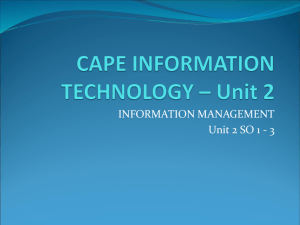 CAPE INFORMATION TECHNOLOGY – Unit 2 mod 1 so 1-3
