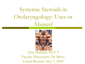 Systemic Steroids in Otolaryngology