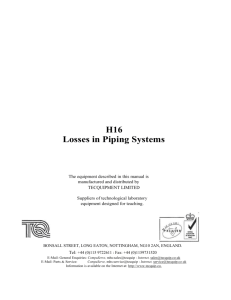 H16 Losses in Piping Systems