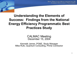 The National Energy Efficiency Programmatic Best Practices Study