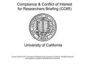 UC Ethical Values and Conduct and Conflict of Interest