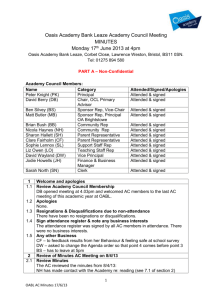 Oasis Academy Bank Leaze Academy Council Meeting MINUTES