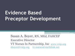 Vermont Internship Project: Evidence Based Preceptor Development