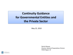 Continuity Guidance for Governmental Entities and