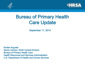 Overview of Bureau of Primary Health Care – FQHCs