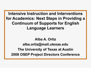 Research on ELLs and RTI Interventions
