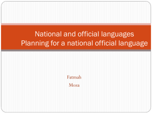 National and official languages Planning for a national official