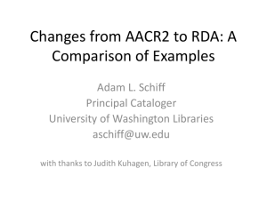 Changes from AACR2 - Joint Steering Committee for Development