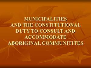 THE DUTY TO CONSULT YOUR FIRST NATION NEIGHBOURS