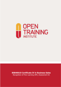 BSB40610 Certificate IV in Business Sales