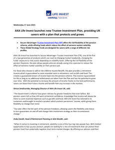 DOC 11100 kB 17 June 2015 AXA Life Invest launches new Trustee