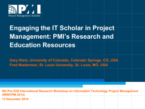PMI ACADEMIC RESOURCES Opportunities for Scholars PMUni