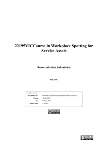 Course in Workplace Spotting for Service Assets * 22195VIC