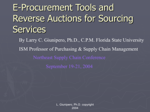 E-Procurement Tools and Reverse Auctions for Sourcing Services