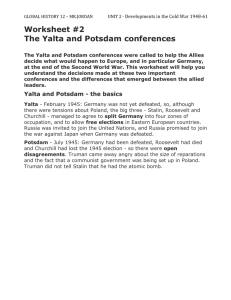 Worksheet #2 – The Yalta and Potsdam conferences
