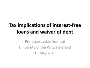 Tax implications of interest-free loans and waiver of debt