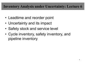 Inventory Analysis under Uncertainty: Lecture 6