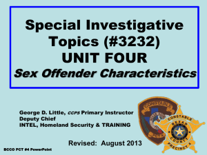 Special Investigative Topics TCLEOSE # 3232 UNIT FOUR Sex