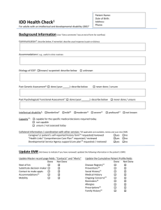 Queen's IDD Health Check form Nov 2 2015