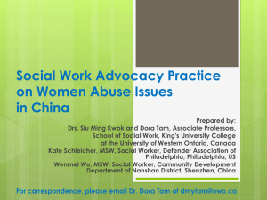 Social Work Advocacy Practice on Women Abuse Issues in China