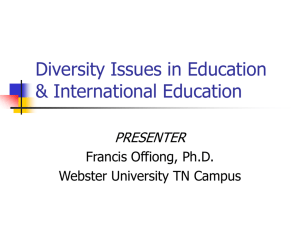 Diversity issues In Education & International Education
