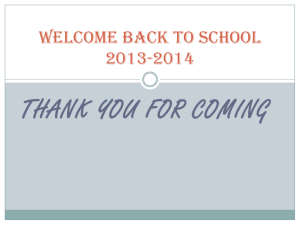 Welcome Back to School 2012-2013