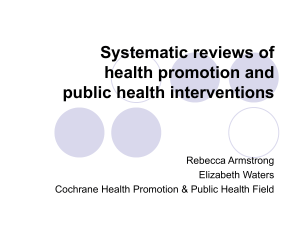 Systematic reviews - Cochrane Public Health