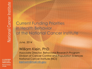 Psychological Science Funding at the National Cancer Institute