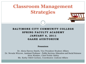 Classroom Management - Baltimore City Community College